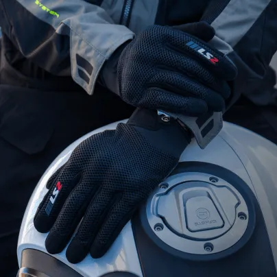 Gloves on motorcycle
